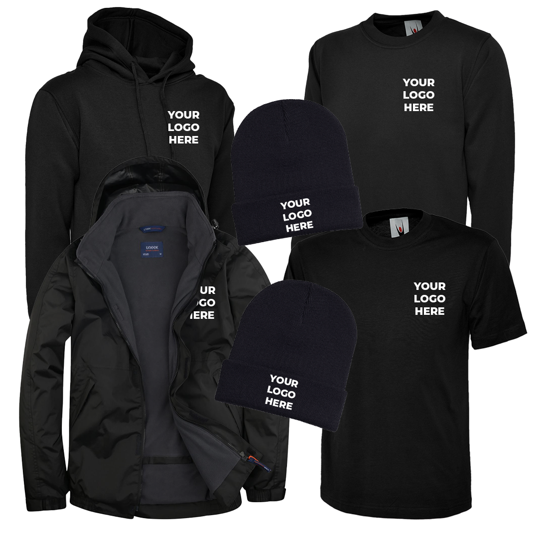 Winter Essentials Workwear Bundle – Embroidered Uneek Coats, Hoodies & Beanies